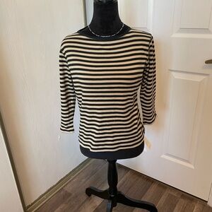 Liz Claiborne Black and Cream Striped Top NWT Size S